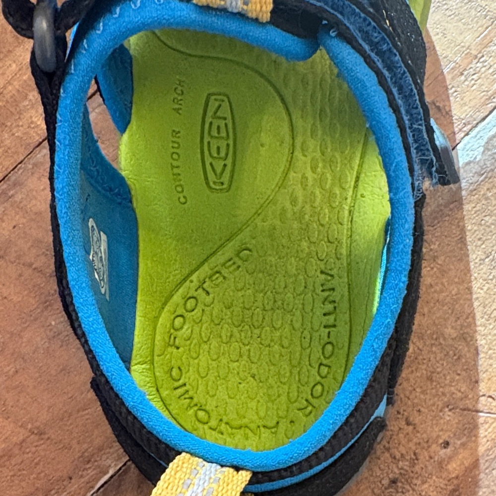 Keen Kids' Black and Blue Sandals with Yellow Accents - Picture 7 of 7